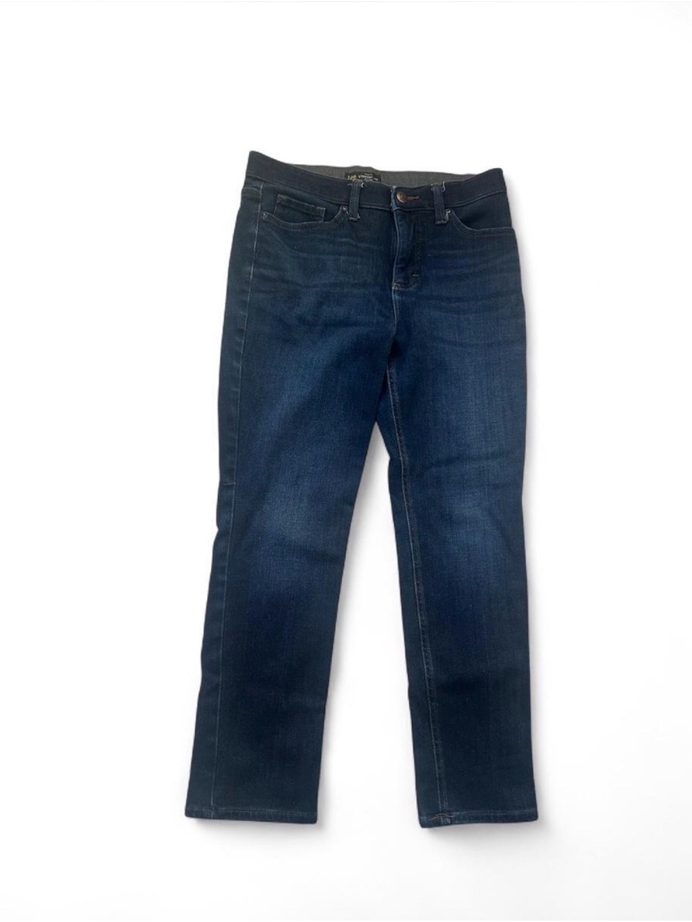 Lee slim fit straight leg mid rise dark wash jeans